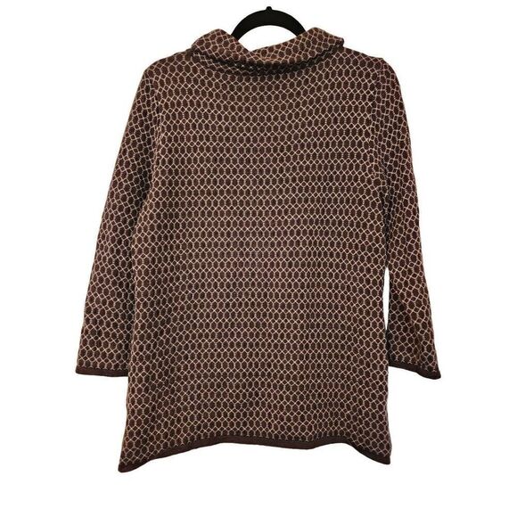 Talbot's brown geometric pattern roll neck pure merino wool sweater size large - Picture 2 of 9
